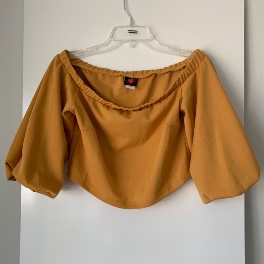 Womens Black & Mustard Crop Top - Picture 4 of 4